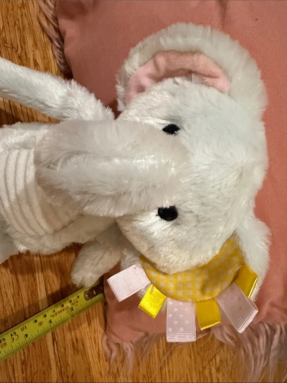 Plush Light Gray Elephant Stuffed Animal with Pink & Yellow Accents